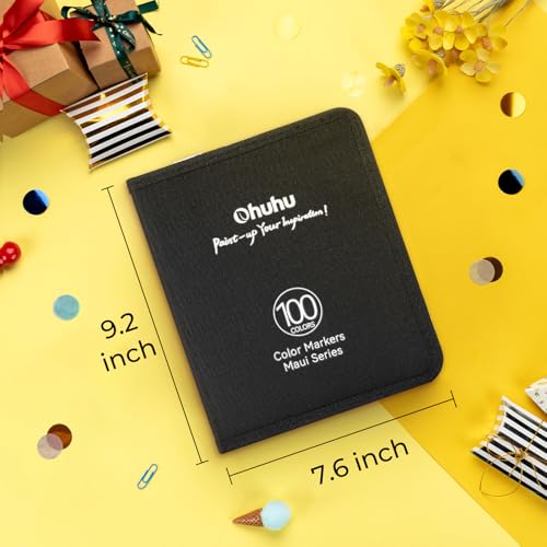 Ohuhu Maui 100 Farben Filzstifte Dual Brush Pen Set mit Doppelspitze (Pinsel & Fineliner), wasserbasierte Stifte für Erwachsene – Ideal für Bullet Journal Kalligraphie Mandala, inkl. Tragetasche