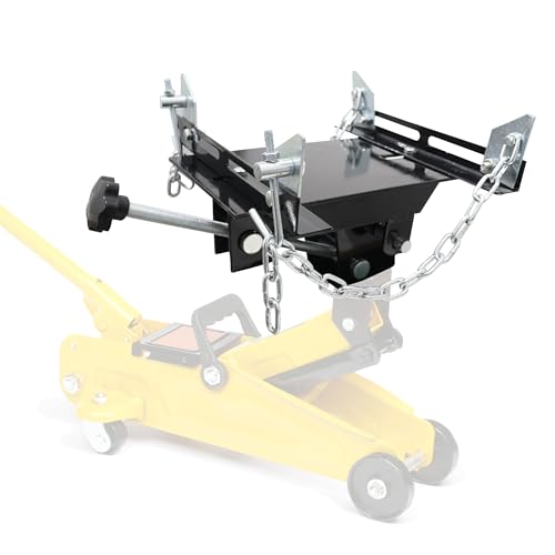 Transmission Jack Adapter - 1100LBS Heavy Duty 30 Tilt & Safety Chains for Hydraulic Floor Jack Conversion with Removable Saddle Shaft