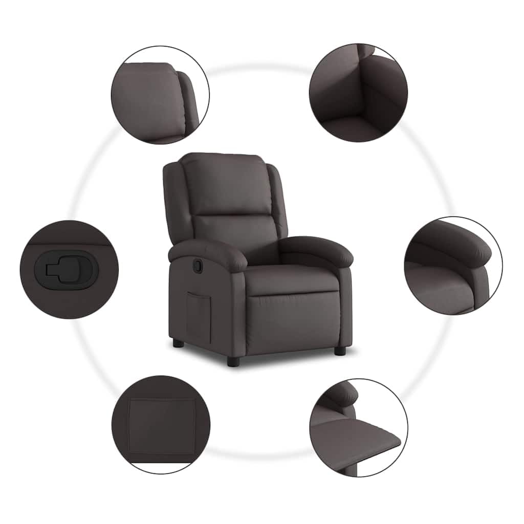 vidaXL Sillón reclinable Cuero auténtico marrón Oscuro