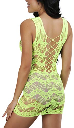 Image of ToBeInStyle Women's Stretch See Through Fishnet Novelty Mini Rave Party Dress