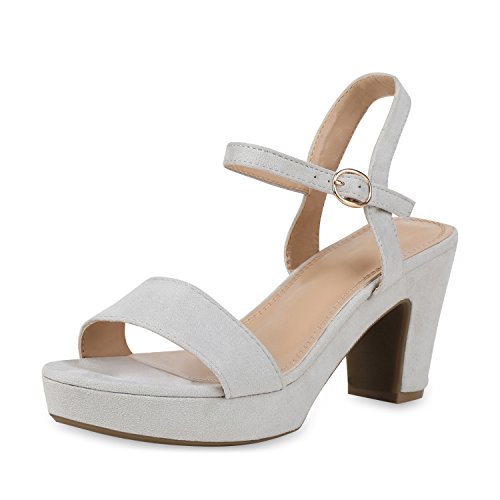 SCARPE VITA Damen Pumps Plateau Sandaletten Party High Heels Wildleder-Optik Schuhe Elegante Partyschuhe Absatzschuhe 158293 Grau Velours 38