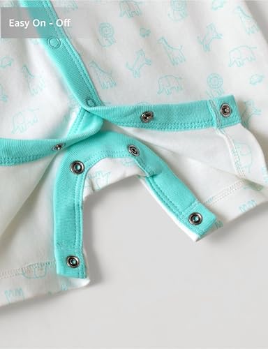 Image of Amazon Brand - Symbol Unisex 100% Cotton Half Sleeve Baby Rompers (Available in Pack of 3 & 6)