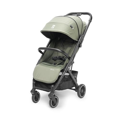 Image of Growgether VELOX Stroller for Baby 0-3 Years (Up to 22 Kg), Travel Ready Size 5 Point Safety Harness, Full Recline, Extended UPF 50+ Canopy, 360 Swivel Wheels, Compact One Click Fold, Mosquito Net, 1 Yr Warranty, Green