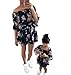 Loalirando Schönes Mutter Tochter Blumenmuster Kleider Sommer Matching Outfits Familien Kleidung Prinzessin Kleid (2-3 Y, Tochter)