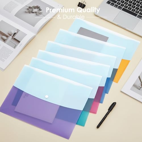 Image of Shuban Double Pocket Document Folders Letter A4 Size File Envelopes with Label Pocket & Paste Button for School Home Work Office Organization (Style-2-Gazette Folder (Double Pocket)-4Pcs-Multi Color)