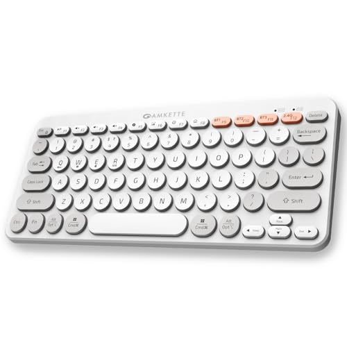 Image of Amkette New and Improved Optimus BT 4 in 1 Multi Device Wireless Keyboard /Bluetooth Keyboard | One Click Device Switching and AI Access for Windows, MacOs, Android and iOS, Dual OS Layout (White)