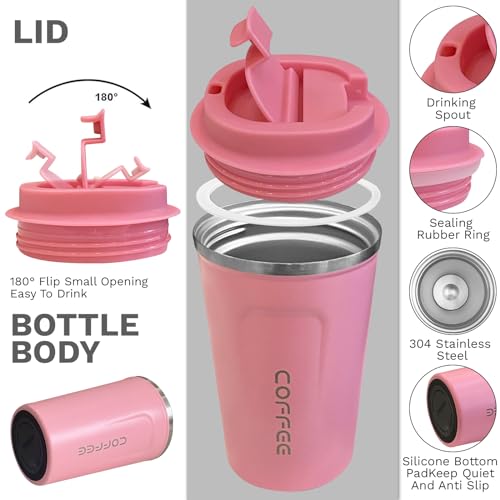Image of Insulated Travel Coffee Mug, Stainless Steel Coffee Cup with Leakproof Lid