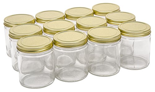 North Mountain Supply 9 Ounce Glass Straight Sided Mason Canning Jars- with 70mm