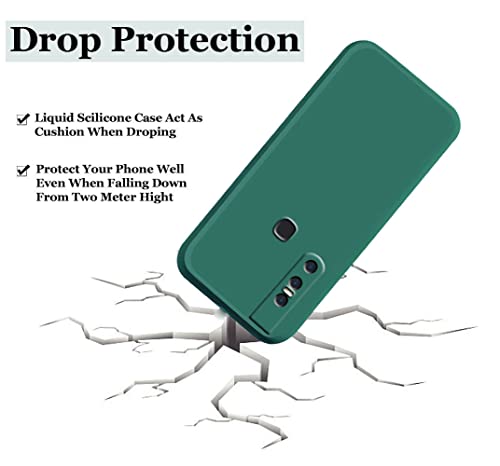Image of A rtistque Liquid TPU Silicone Matte Shockproof Flexible with Camera Protection Soft Back Cover Case for Vivo V15 - Green