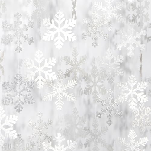Image of Snowflake Snow White-Silver Christmas Party-Decorations Garland - 6pcs Winter Girl Frozen Birthday New Year Hanging Decoration Streamers Banner, Wonderland Party Supplies Decor Panduola