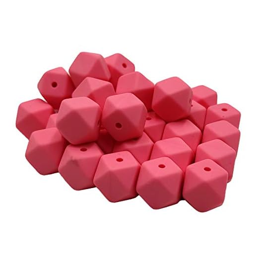 Miçangas hexagonais de silicone rosa bebê 17 mm contas de silicone poligonais para fazer chaveiros, faça você mesmo, artesanal, pulseira, colar, acessórios de joias