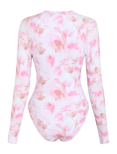Image of ZAFUL Women's Long Sleeve Rash Guard Swimsuit One Piece Zipper Surfing Bathing Suit