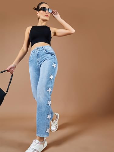 Image of Dolce Crudo Women's Slim Fit High Rise Regular Length Stretchable Denim Jeans