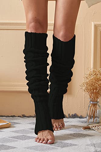 Leoparts Women's Extra Long Stirrup Leg Warmers Winter Knitted Over Knee Thigh High Footless Socks4