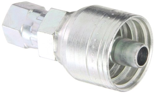 Image of Aeroquip 1AA4FJ6 Carbon Steel Global TTC (Thru the Cover) Crimp Hose Fitting Female JIC Swivel, Straight, 3 /8 inch Hose ID, 7 /16 inch - 20 Thread
