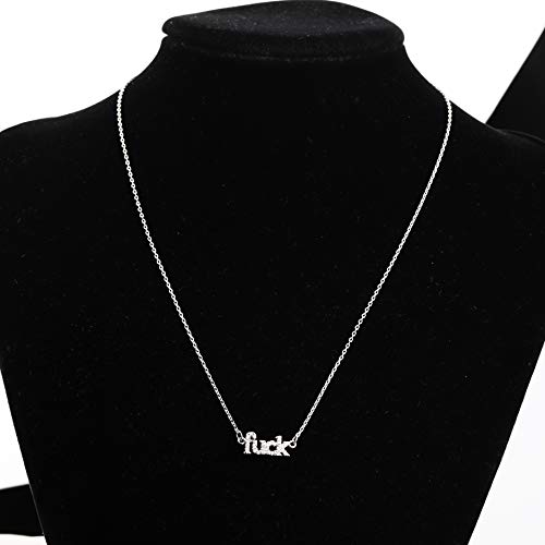 PLITI Swear Word Gifts Gold Fuck Necklace with Crystal Fuck Jewelry Inspirational Gifts (fuck necklace S)4