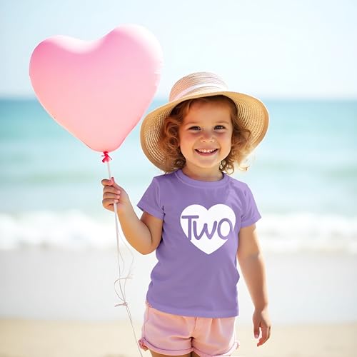 Image of 2nd Birthday Shirts Girls Heart Toddler Girl Outfit 2 Year Old Shirt Two Happy Bday Second Gift tee