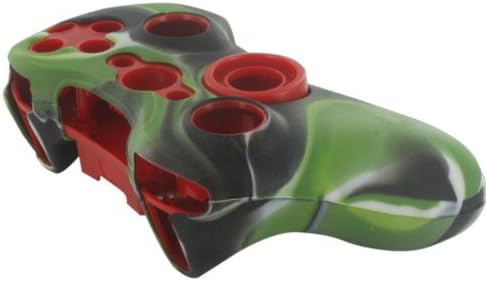 Silicone Soft Protective Skin Case Cover for Xbox 360 Controller, Camo Pattern, Black, Green