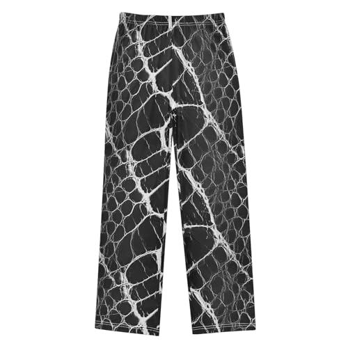 Boys' Pants White Snake Skin Scales Black Long Bottoms Jogger Pants Elastic Waist Trousers with Pockets S-XL