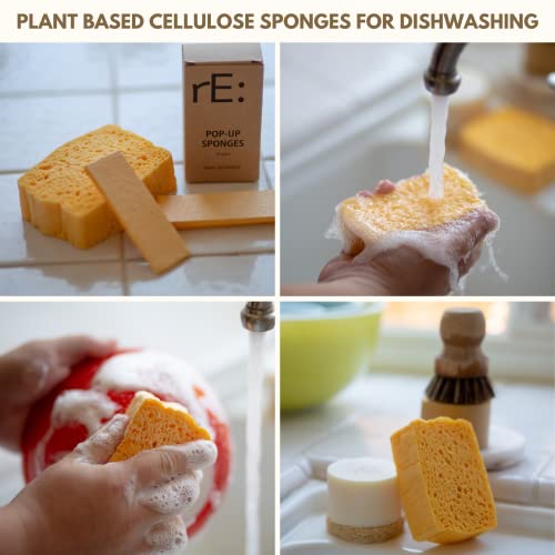 Image of rE: Plastic Free Kitchen Gift Set for dishwashing | Dish Soap Bars (2 pcs), Hemp Scrubbers (3 pcs), Loofah Slices (2 pcs), Pop Up Sponges (2 pcs) (Original & Citrus)