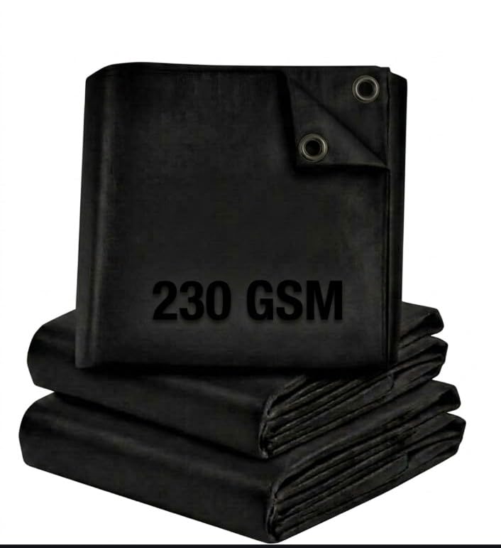 Image of SIGMA (LABLE) 12FT X 6FT 230 GSM Tarpaulin Sheet Waterproof Heavy Duty Thick Strong UV Treated Balcony, Rain & Sun Protection, Home Roof Shed Polyethylene Multipurpose Cover, Black (As Per BIS 7903)