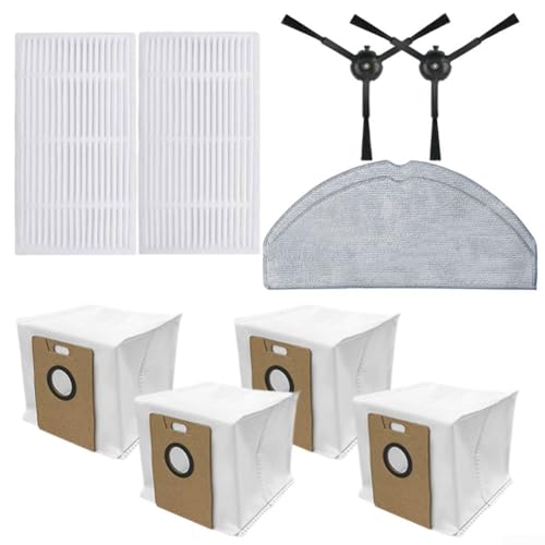 Compatible con Tapo RV30 Max/para RV30 Max Plus/RV20 Max/para RV20 Max Plus, juego de 10 piezas de aspiradora para Tapo, 2 paños de fregona, 2 cepillos laterales, 2 filtros, 4 bolsas de polvo