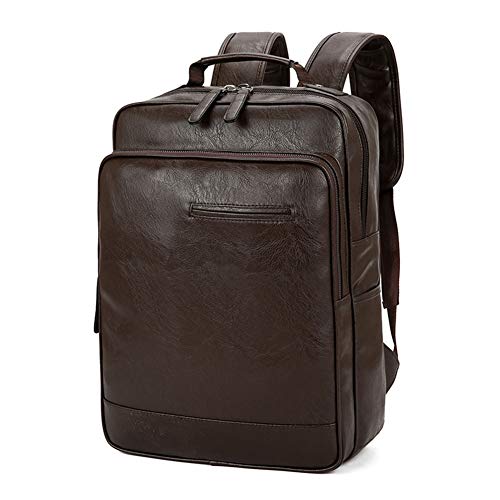 Business Herren Rucksack, kann 14 Zoll Laptop halten, wasserdichte PU-Ledertasche, einfarbig, große Kapazität Rucksack 01