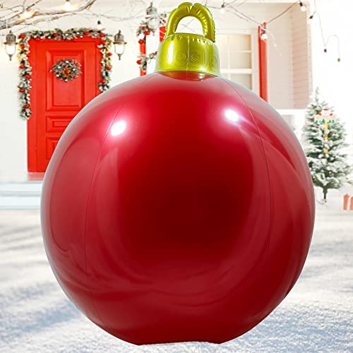 Christmas Decorations Inflatable Balls Outdoor, Large Modern 24 Inches Christmas Ornaments Indoor, Reusable Blow Up Yard Decor, Oversized Seasonal Holiday Hanging Up Ornaments Ball Ideal For Party #TOP8