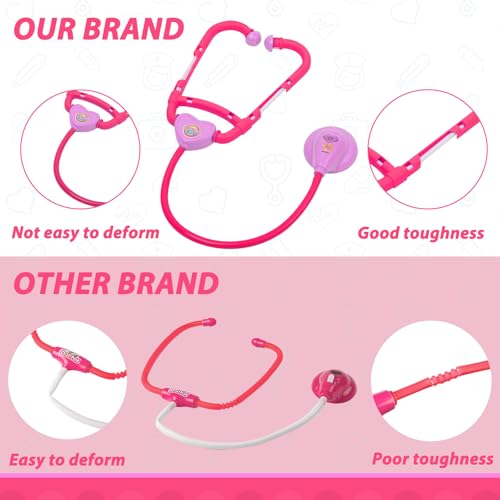 Image of Liberry Toddlers Doctor Kit Toy for Girls Boys Ages 2 3 4 5, Pink | Kids Doctor Playset with Cart, Costume & Stethoscope, Role Play, Pretend Play Medical Toys, Birthday Gift