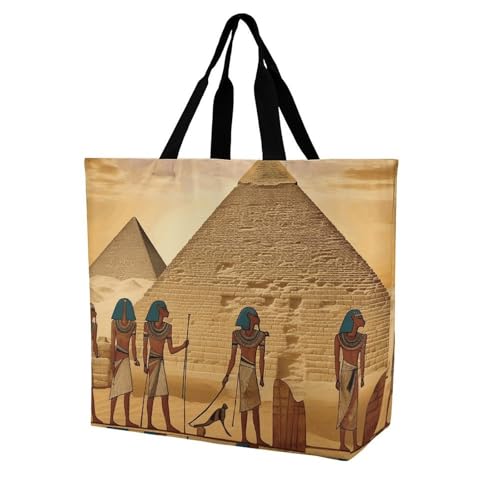 Ancient Egyptians Large Grocery Tote Bag Women Fashion Handbag Duty Reusable Shoulder Bag for Travel Vacation Shopping Beach Bags