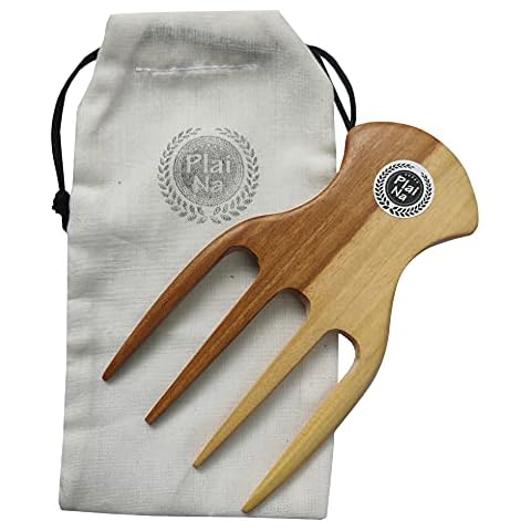 Plai Na Natural Wood Comb Big Wide Tooth Wooden Afro Pick Handmade for 2c-3a Hair Thick Wet and Curly Hair for African American Cover