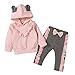 Neonata Felpe Con Cappuccio Tuta Neonato Pullover Felpa Abiti Bambino Vestiti Manica Lunga Tuta Con Pantaloni, H009-Rosa, 0-6 Mesi