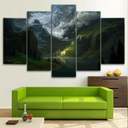 Impression sur toile 5 parties de montagne pour créer un salon zen et lumineux