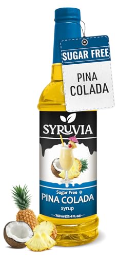 Syruvia Sugar Free Pina Colada Syrup, Flavored Syrup for Cocktails, Fruit Drinks, Lemonades, and Desserts – 25.4 fl oz