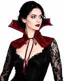 keland Gothic Vampir Kragen Hexe Samt Viktorianisch Halskrause für Damen Halloween (Z-Rot)