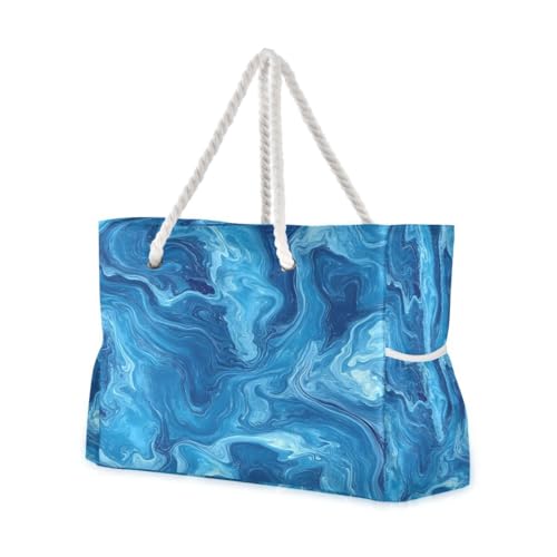 Women Large Beach Bag Blue Pigment Travel Tote Bags for Gym Sport Shoulder Bag