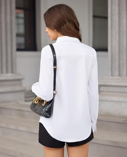 siliteelon Button Down Dress Shirts for Women Long Sleeve Wrinkle Free Shirts Solid Work Business Formal Button Up Shirt2