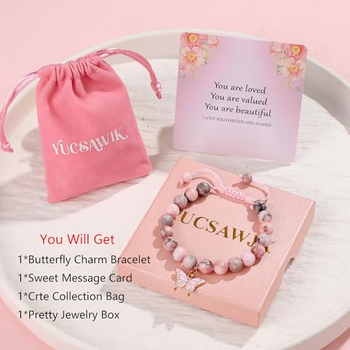 Natural Stone Butterfly Cross Heart Sunflower Pendant Bracelet Suitable for Christmas New Year Valentine'S Day Birthday Bracelet Gifts4