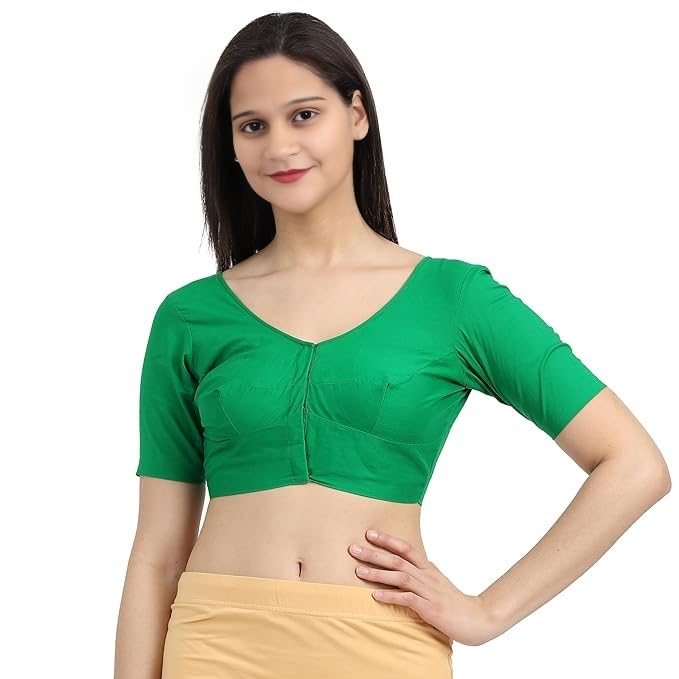 Women's Stitched Readymade 2by2 Plain Saree Wear Cotton Blouse, Regular Wear Blouse (Light Green)-picture-24