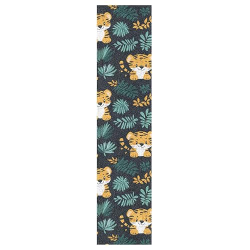 KLL Jungle Cute Animal Tigers - Monopatín decorativo con cinta de agarre antideslizante para patineta, cinta antideslizante de agarre Cruiser 83 x 22 cm