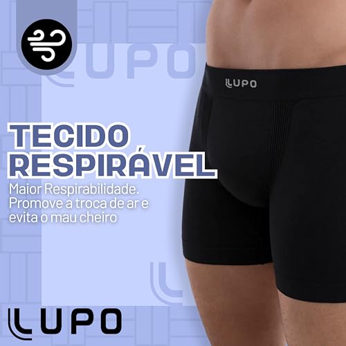 Kit 4 Cuecas Boxer MicroModal Lupo Sem Costura Modal Masculino Adulto, 4 Preto, G