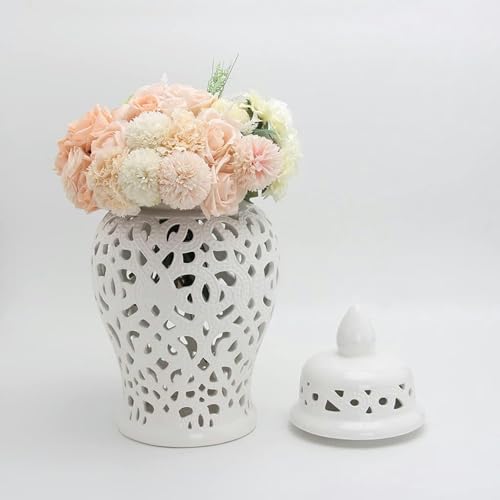 Pot de gingembre rétro blanc vase décoration maison en céramique - 3