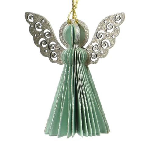 Weihnachtsengel Mintgrün mit Glitterflügeln Ø 6 cm - Papier