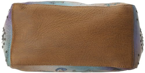 Image of Anuschka Women's Genuine Leather Shoulder Bag | Hand Painted Original Artwork | Classic Hobo With Studded Side Pockets | Genuine Leather