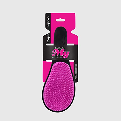 La Briantina Detangling Hair Brush Anti Knots, Soft and Flexible Bristles, Length 20 cm, Black, Unica