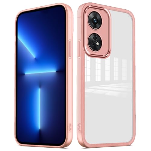 Cover per Oppo Reno 8T 4G Reno8 T 4G Custodia Trasparente con Pellicola Protettiva Lenti Morbida Ultra Sottile Antiurto Bumper Case - slim rosa