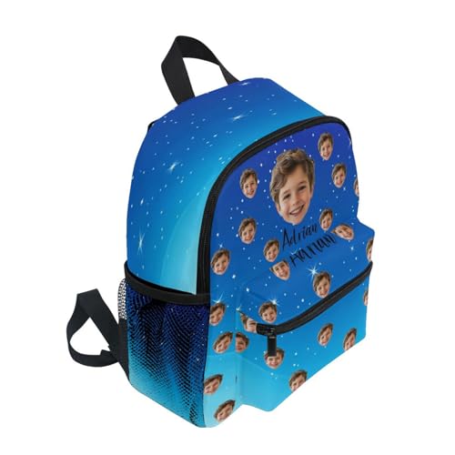 Personalized Toddler Backpack with Name Custom Face Photo Bookbag Preschool Daycare Bag Gift for Kids(Name+Face 12.6 * 10.6 * 4.13 inches)2