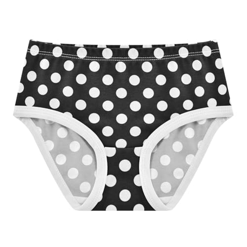 MCHIVER Black White Polka Dots Little Girls Underwear Cotton Briefs Baby Toddler Training Undie for Baby Girls 8Y