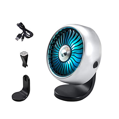 Car Cooling Fan USB Mini Portable,3 Speed Fan Control Fan With 360 RotationAir Outlet Type And Vertical Fans,Personal Quiet Electric Fan For Car Home Office Camping-Black (Silver)