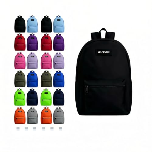 GACEMIU Mochilas escolares finas e leves de 1/3/6/10/12/24/48 peças - para estudantes - objetos pesados não podem ser carregados, Multi, 9-17 in, Mochilas escolares de 43 cm a 24 cores e 24 estojos